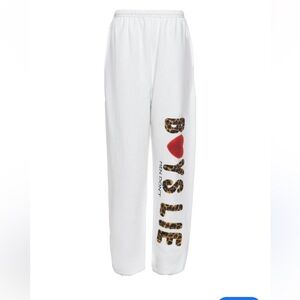 Boys Lie White Joggers with Leopard Print